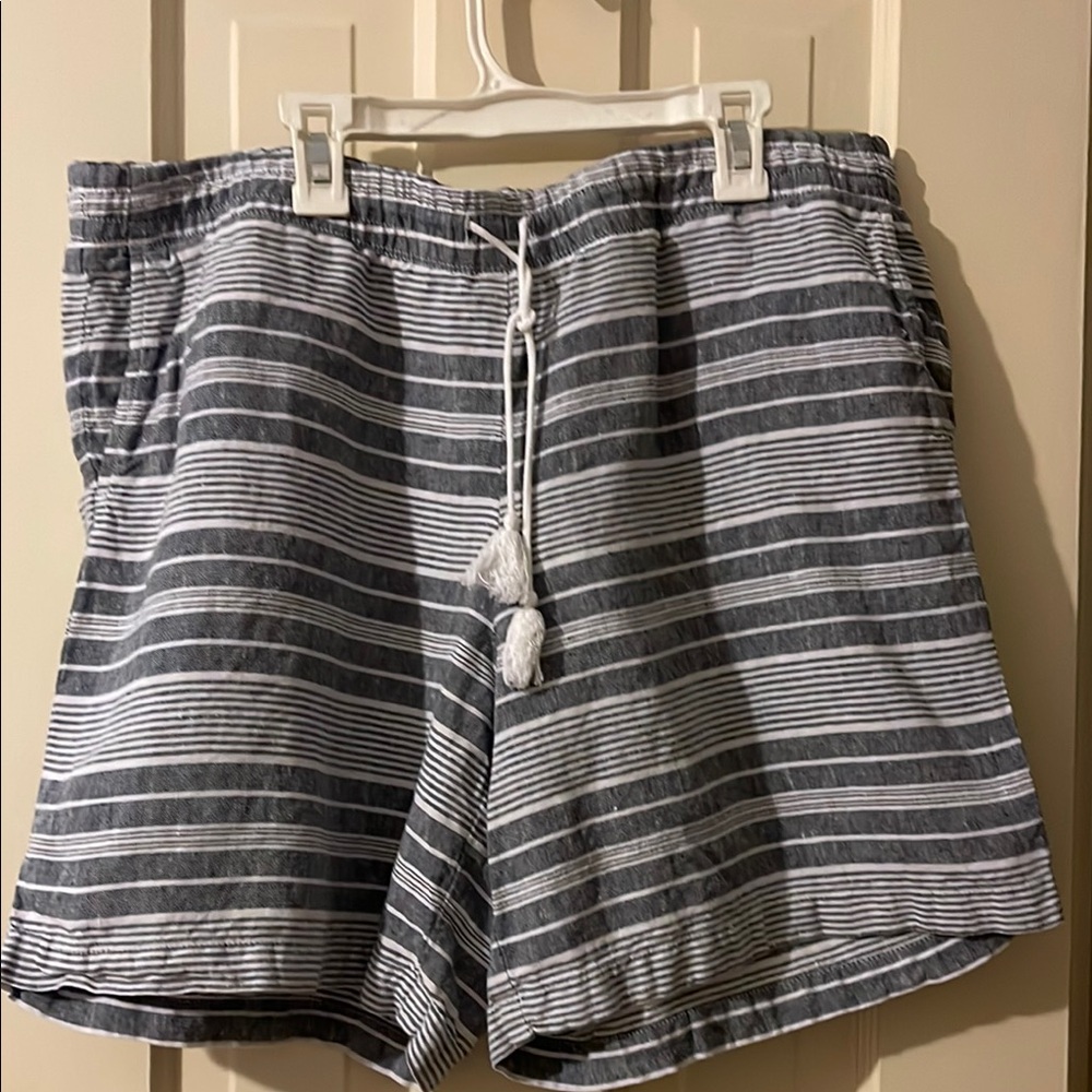 J. Jill blue  and White Striped Linen Shorts